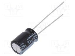 Capacitor: electrolytic; THT; 33uF; 100VDC; Ø8x11.5mm; Pitch: 3.5mm