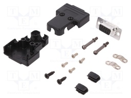 D-Sub; PIN: 9; plug; female; soldering; for cable; black