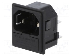 Connector: AC supply; socket; male; 10A; 250VAC; C14 (E),1x fuse