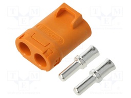 Connector: DC supply; plug; male; 30A; PIN: 2; on PCBs; THR; orange