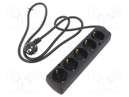 Extension lead; 3x1.5mm2; Schuko; Sockets: 5; PVC; black; Len: 1.5m