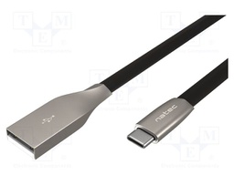 Cable; USB 2.0; USB A plug,USB C plug; nickel plated; 0.1m; black