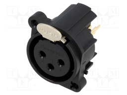 Socket; XLR; female; PIN: 3; straight; with push button; screw; THT
