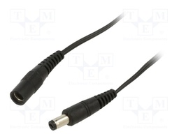 Cable; DC 5,5/2,1 plug,DC 5,5/2,1 socket; straight; 0.5mm2; 3m