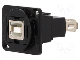 Coupler; USB A socket,USB B socket; FT; USB 2.0; metal; 19x24mm