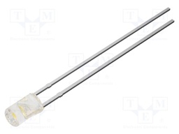 LED; white warm; 3mm; 600mcd; 100°; Front: flat; 2.7VDC; cylindrical
