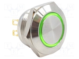 Switch: vandal resistant; Pos: 2; SPST-NO; 0.05A/24VDC; IP65; green