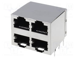 Socket; RJ45; PIN: 8; Cat: 5; shielded,quadruple; Layout: 8p8c; THT