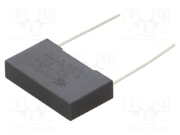 Capacitor: polypropylene; 0.22uF; Body dim: 6x15x26.5mm; THT; ±10%
