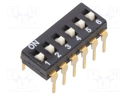 Switch: DIP-SWITCH; Poles number: 6; OFF-ON; 0.025A/24VDC; Pos: 2/6