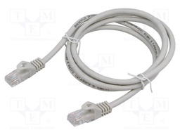 Patch cord; U/UTP; 6; stranded; Cu; PVC; grey; 1m; 26AWG