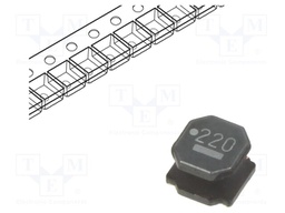 Inductor: wire; SMD; 22uH; Ioper: 1.6A; R: 107mΩ; ±20%; 6x6mm; Isat: 2A
