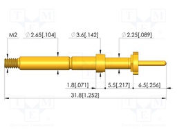 Test needle; Spring compression: 4mm; 5mm; 8A; CuBe; gold-plated