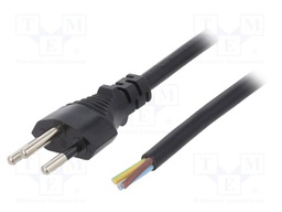 Cable; 3x1mm2; wires,SEV-1011 (J) plug; PVC; 1.8m; black; 10A; 250V