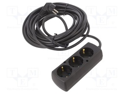 Extension lead; 3x1.5mm2; Schuko; Sockets: 3; PVC; black; Len: 10m