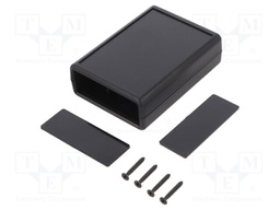 Enclosure: with panel; X: 66.5mm; Y: 92mm; Z: 28mm; ABS; black