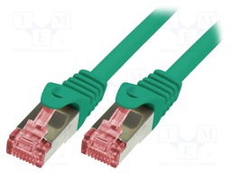 Patch cord; S/FTP; 6; stranded; Cu; LSZH; green; 5m; 27AWG
