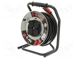 Extension lead; reel; Sockets: 4; rubber; black; 3x2,5mm2; 50m; 16A