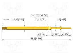 Test needle; Spring compression: 4mm; 5mm; 8A; CuBe; gold-plated