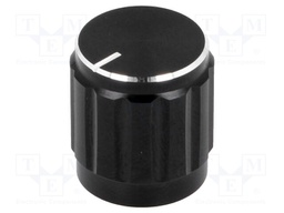 Knob; with pointer; aluminium,thermoplastic; Shaft d: 6mm; black