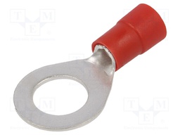 Tip: ring; M12; Ø: 13mm; 10mm2; crimped; for cable; insulated; tinned