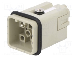 Connector: HDC; contact insert; male; DQ; PIN: 12; 12+PE; size D3A