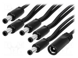 Cable; DC 5,5/2,5 socket,DC 5,5/2,5 plug x5; straight; 0.5mm2