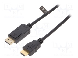 Cable; DisplayPort 1.2; DisplayPort plug,HDMI plug; 3m; black