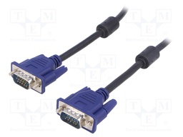 Cable; D-Sub 15pin HD plug,both sides; black; 5m