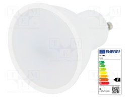 LED lamp; warm white; GU10; 220/240VAC; 400lm; 5W; 110°; 3000(typ)K