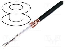 Wire: coaxial; RG62AU; solid; steel,copper plated; PVC; black; 100m