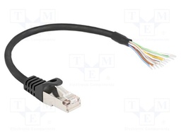 Patch cord; S/FTP; wires,RJ50 plug; 0.25m; PVC; black; 26AWG