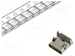 USB Type C, 2.0, 16P, Receptacle, Horizo