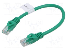 Patch cord; U/UTP; 6; stranded; CCA; PVC; green; 0.25m; 26AWG; 1pcs.