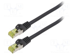 Patch cord; S/FTP; 6a; stranded; Cu; LSZH; black; 0.5m; 27AWG