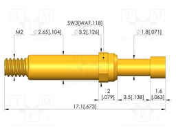 Test needle; Spring compression: 2.8mm; 3.5mm; 8A; CuBe; Ø: 2.3mm