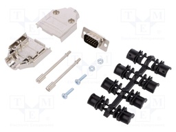 D-Sub HD; PIN: 15; plug; male; shielded; soldering; for cable; black
