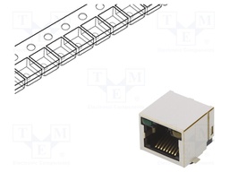 Socket; RJ45; PIN: 8; gold-plated; Layout: 8p8c; on PCBs; SMT