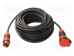 Extension lead; 3G1.5mm2; with flap; Sockets: 1; rubber; black; 10m