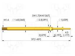 Test needle; Spring compression: 4mm; 5mm; 8A; CuBe; gold-plated