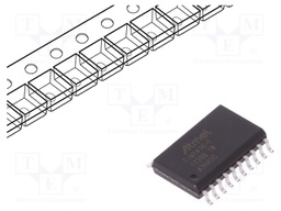 AVR microcontroller; EEPROM: 128B; SRAM: 256B; Flash: 4kB; SO20