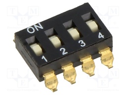 Switch: DIP-SWITCH; Poles number: 4; OFF-ON; 0.025A/24VDC; Pos: 2/4