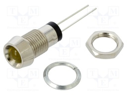 Indicator: LED; recessed; yellow; 2VDC; Ø8mm; metal; ØLED: 5mm; 25mcd