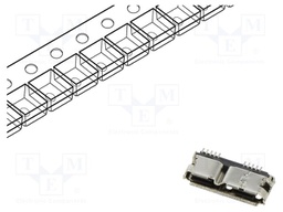 Socket; USB B micro; SMT; PIN: 10; USB 3.0