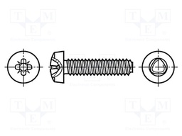 Screw; 2,5x6; Head: cheese head; Pozidriv; A2 stainless steel