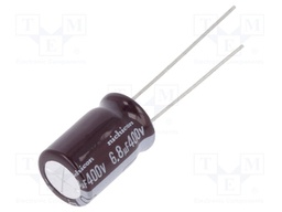 Capacitor: electrolytic; THT; 6.8uF; 400VDC; Ø10x16mm; Pitch: 5mm