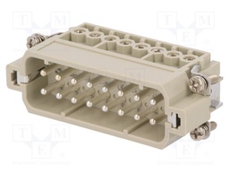 Connector: HDC; contact insert; male; DA; PIN: 16; 16+PE; size D16A
