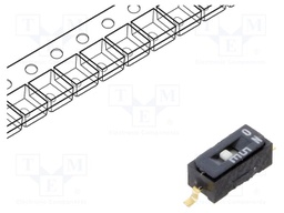 Switch: DIP-SWITCH; Poles number: 1; OFF-ON; 0.1A/6VDC; Pos: 2/1