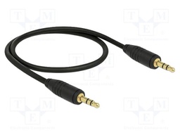 Cable; Jack 3.5mm 3pin plug,both sides; 0.5m; black; 24AWG