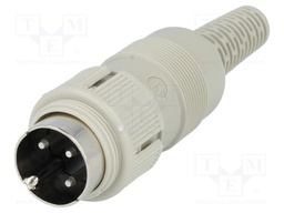 Plug; DIN; male; PIN: 3; Layout: 180°; straight; for cable; soldering